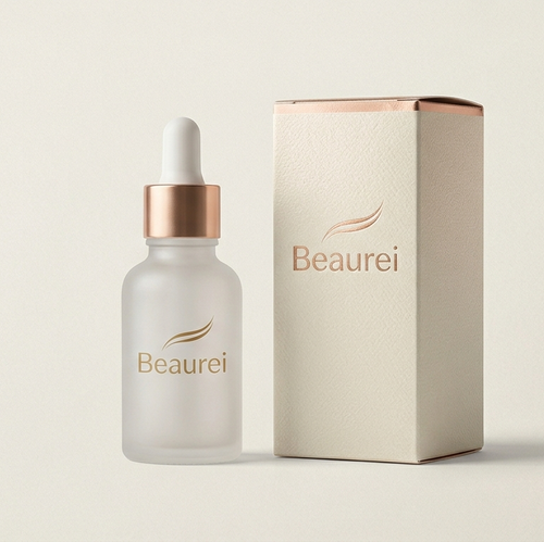 Beaurei skincare dropper bottle and box on a light background